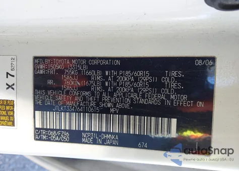 2006 Scion Xb z USA, uszkodzony, nr VIN JTLKT334764110615